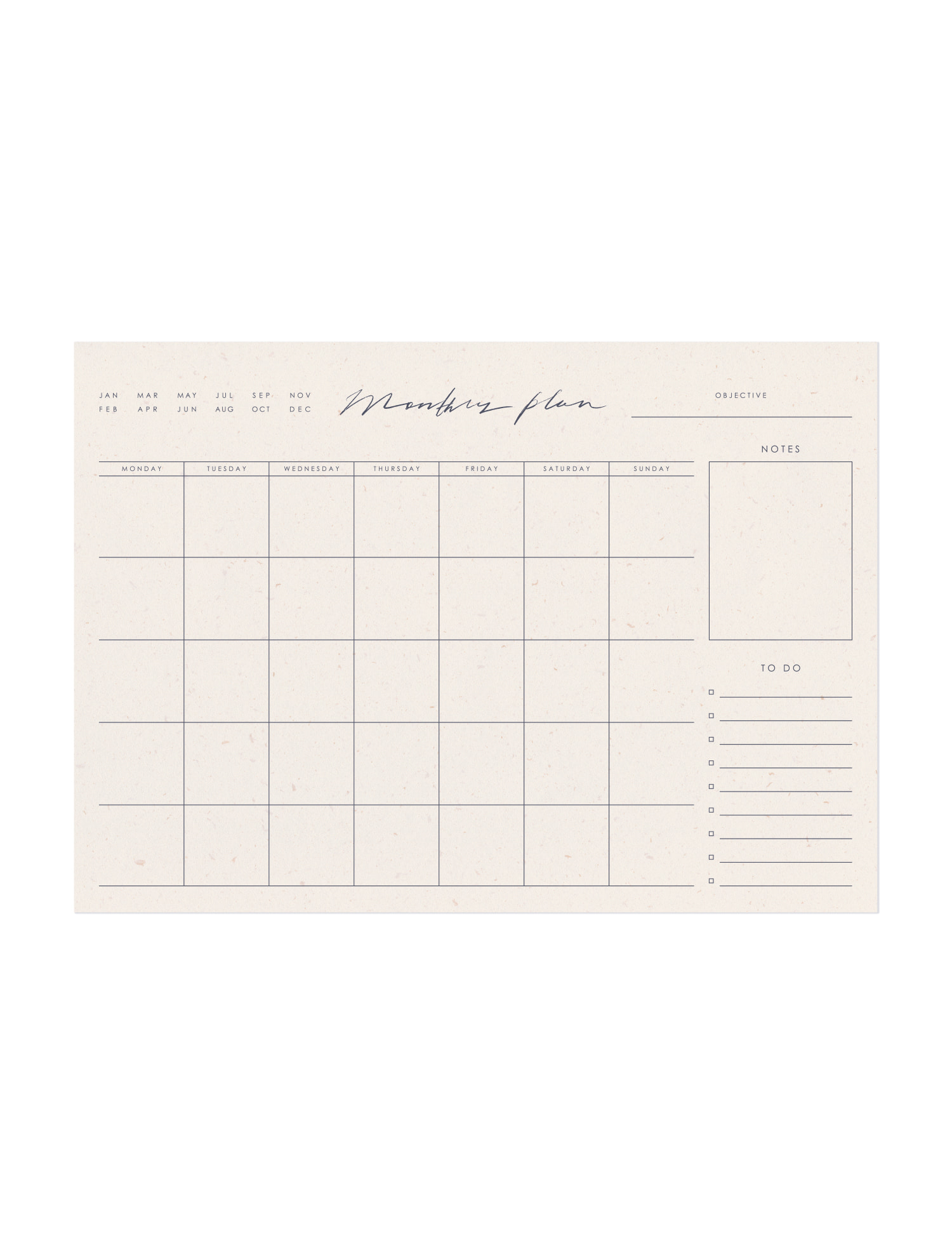Calligraphy Monthly Plan Pad